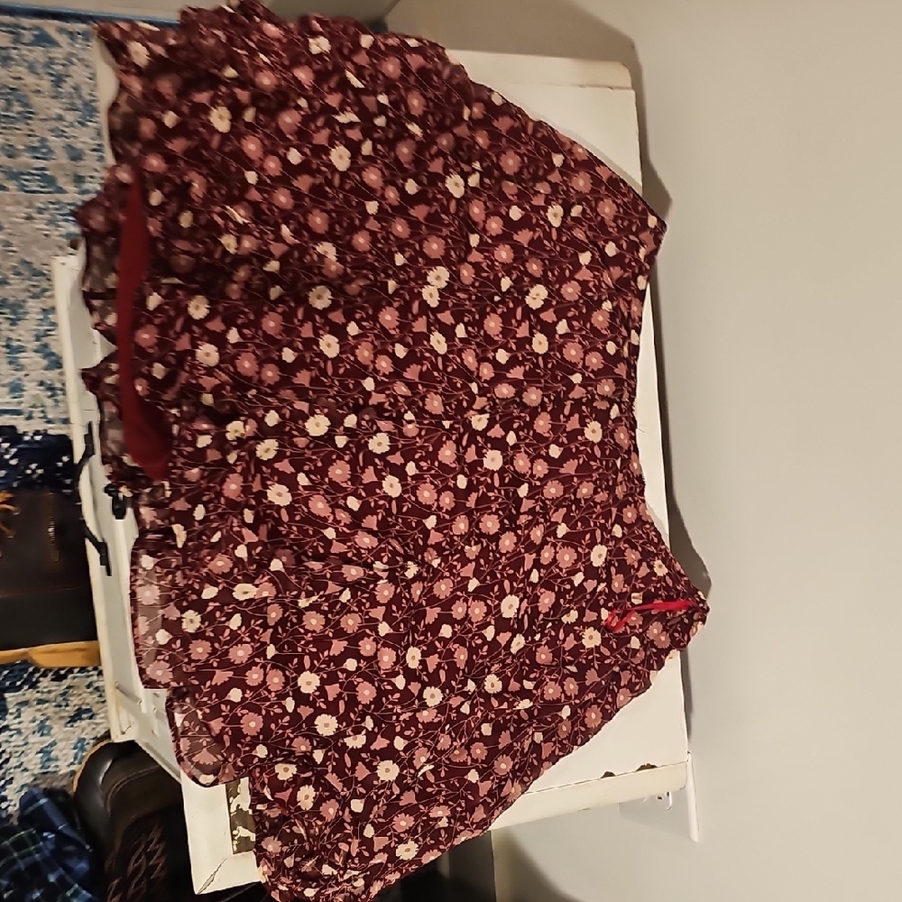 Dress Forum Burgundy Floral Skater Skirt